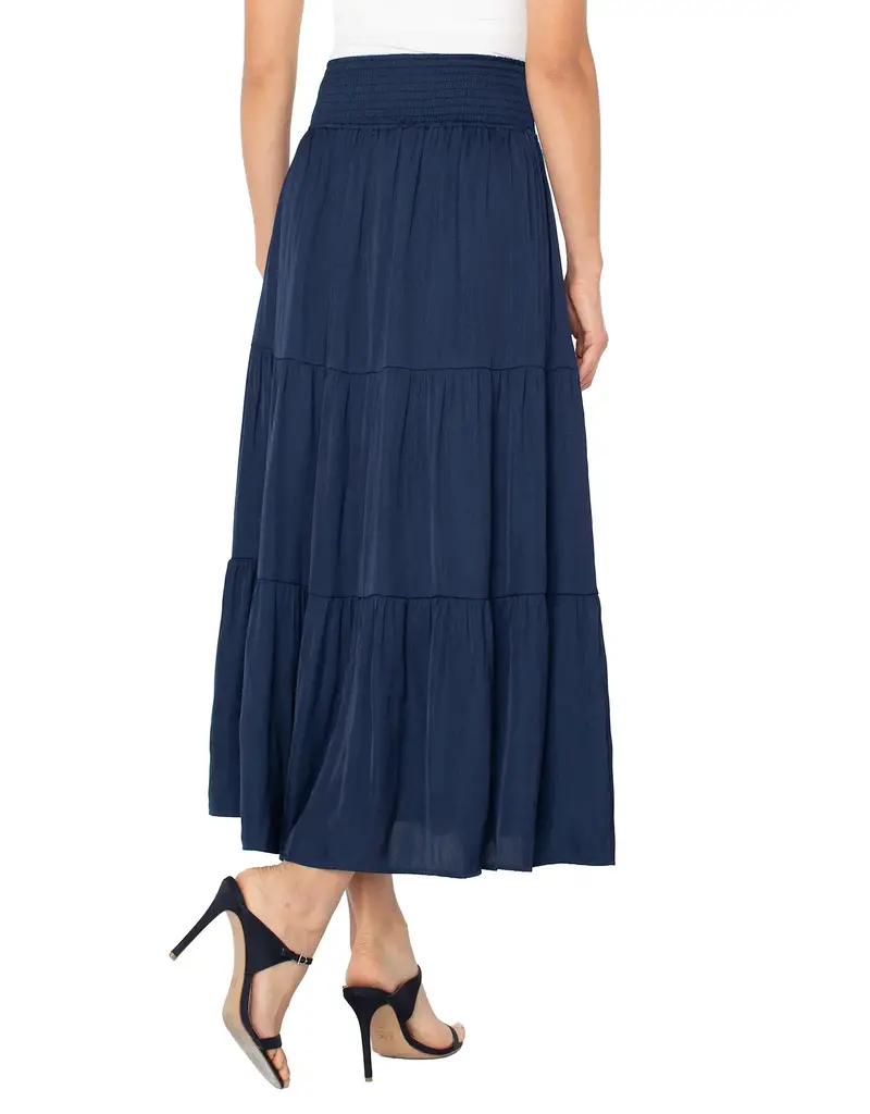 Liverpool Los Angeles Liverpool Tiered Woven Maxi Skirt Dark Navy
