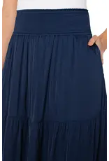 Liverpool Los Angeles Liverpool Tiered Woven Maxi Skirt Dark Navy