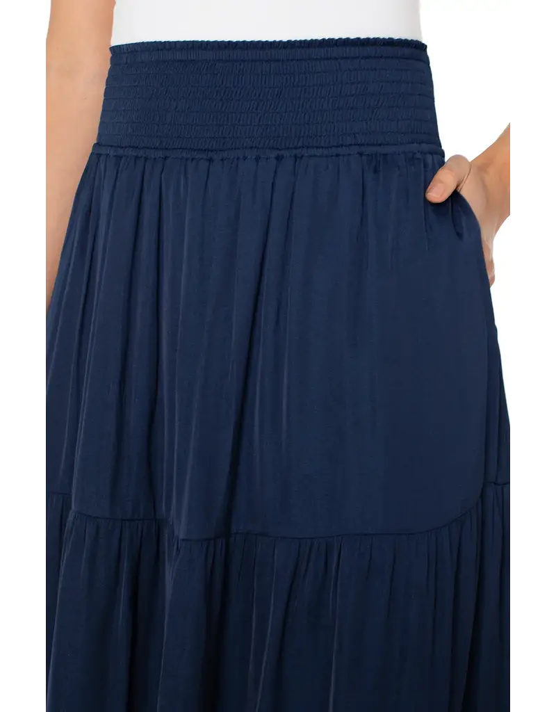 Liverpool Los Angeles Liverpool Tiered Woven Maxi Skirt Dark Navy