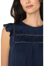 Liverpool Los Angeles Liverpool Flutter Sleeve Woven Top Dark Navy