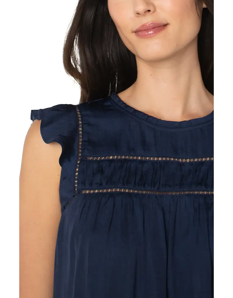 Liverpool Los Angeles Liverpool Flutter Sleeve Woven Top Dark Navy