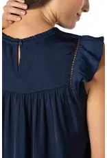 Liverpool Los Angeles Liverpool Flutter Sleeve Woven Top Dark Navy