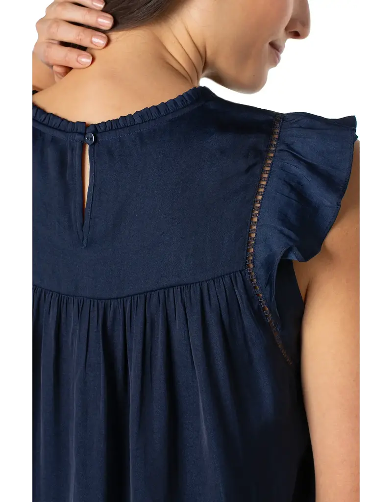 Liverpool Los Angeles Liverpool Flutter Sleeve Woven Top Dark Navy