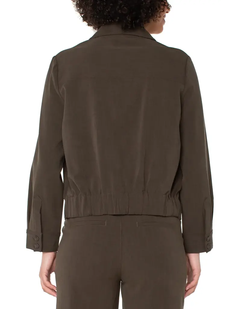 Liverpool Los Angeles Liverpool Popover Shirt with Elastic Waist Black Olive