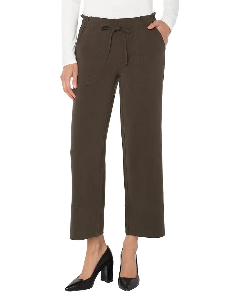 Liverpool Los Angeles Liverpool Pull On Tie Waist Wide Leg Pants Black Olive