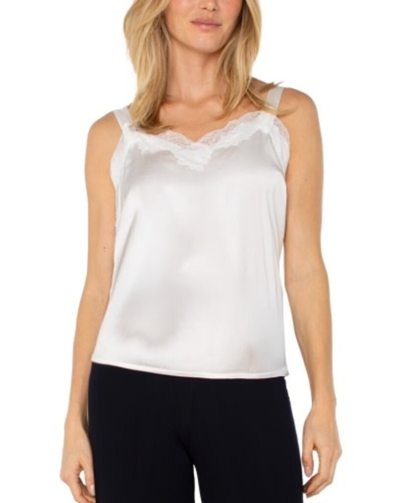 Liverpool Los Angeles Liverpool Woven Tank with Lace Trim