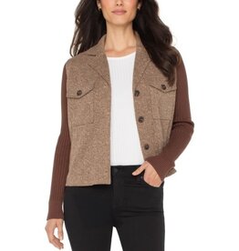 Liverpool Los Angeles Liverpool Shacket with Sweater Sleeves