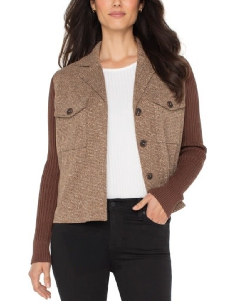 Liverpool Los Angeles Liverpool Shacket with Sweater Sleeves