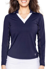 Golftini Golftini Say Yes Long Sleeve Polo Navy White