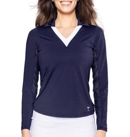 Golftini Golftini Say Yes Long Sleeve Polo Navy White
