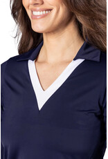 Golftini Golftini Say Yes Long Sleeve Polo Navy White