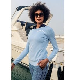 Golftini Golftini Cheers Crew Neck Sweater Seersucker Blue