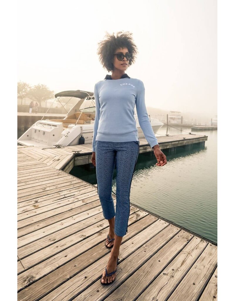 Golftini Golftini Cheers Crew Neck Sweater Seersucker Blue