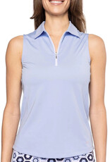 Golftini Golftini Sleeveless Zip Polo Seersucker Blue