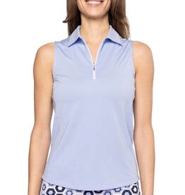 Golftini Golftini Sleeveless Zip Polo Seersucker Blue