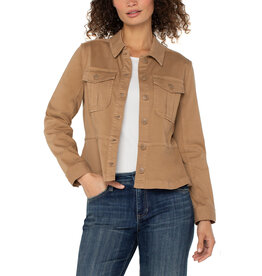 Liverpool Los Angeles Liverpool Peplum Hem Trucker Jacket Desert Camel