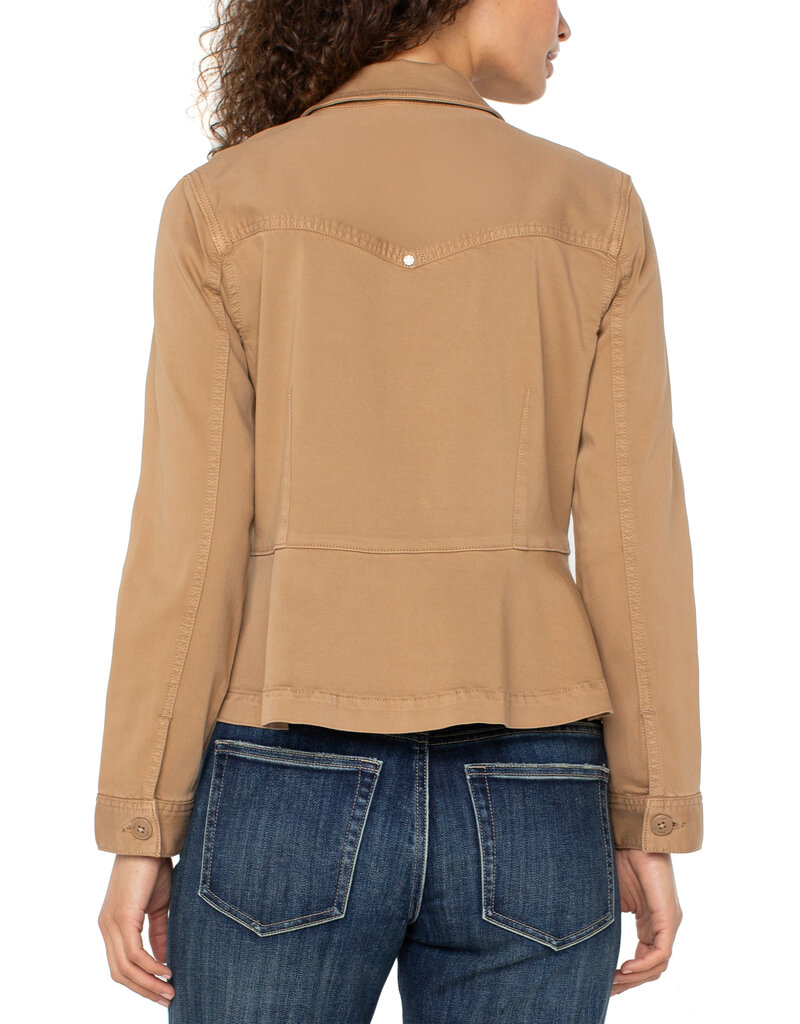 Liverpool Los Angeles Liverpool Peplum Hem Trucker Jacket Desert Camel