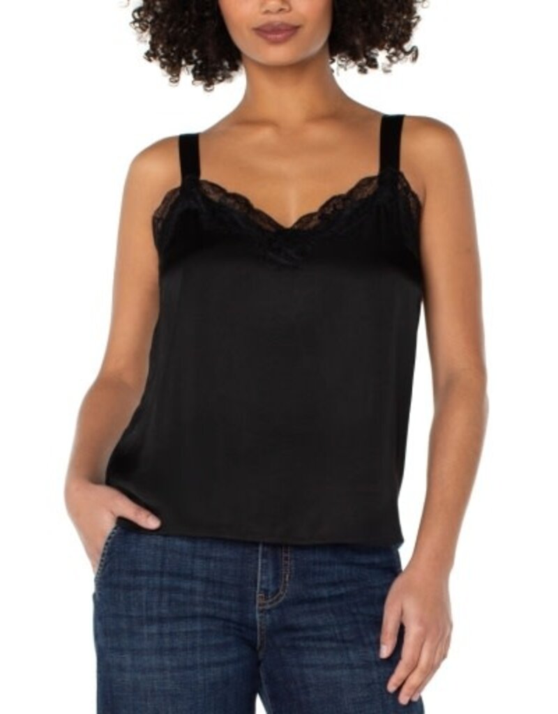 Liverpool Los Angeles Liverpool Woven Tank with Lace Trim