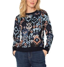 Liverpool Los Angeles Liverpool Long Sleeve Crew Neck Dropped Shoulder Jacquard Sweater