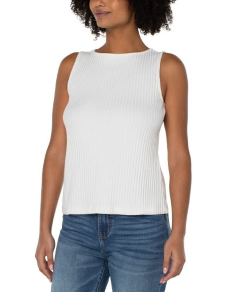 Liverpool Los Angeles Liverpool Sleeveless Boat Neck Rib Knit Top Snow