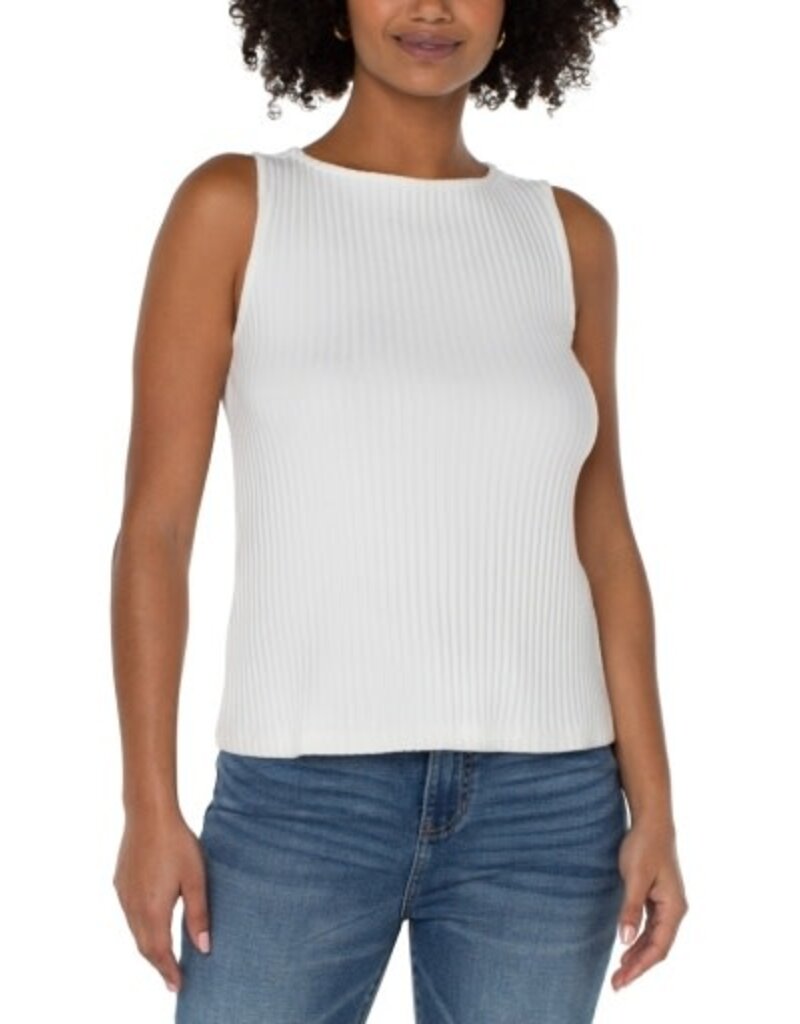 Liverpool Los Angeles Liverpool Sleeveless Boat Neck Rib Knit Top Snow