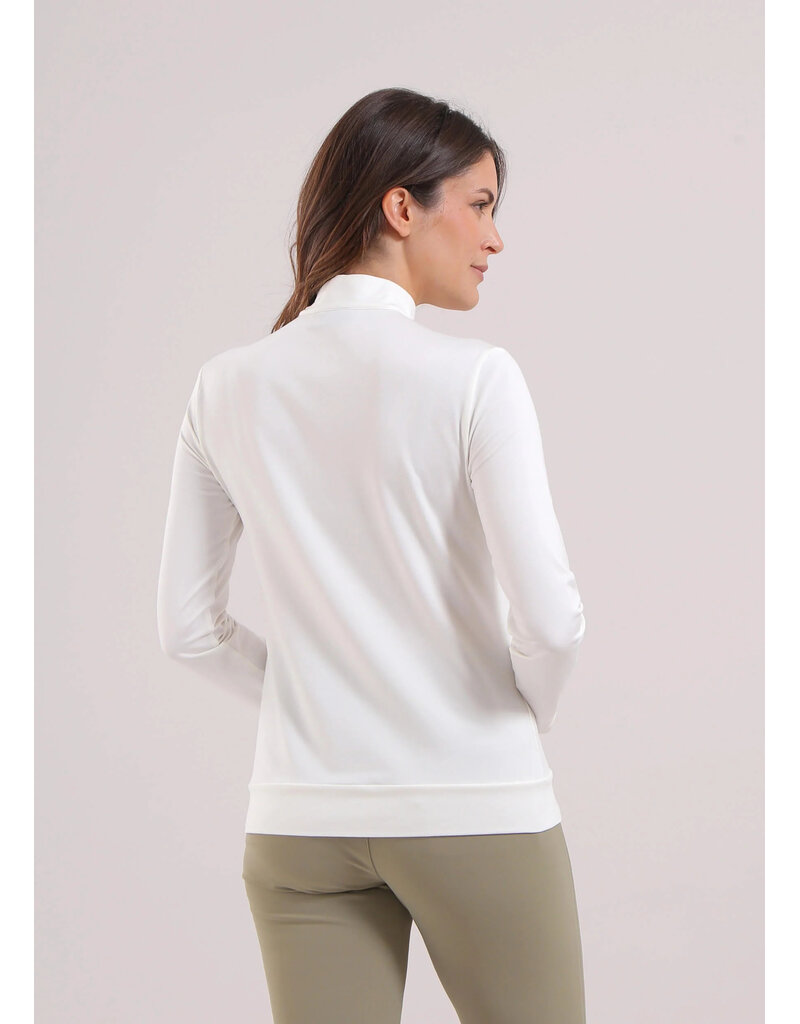 Chervo Trapezista Long Sleeve Zip Mock Frost White