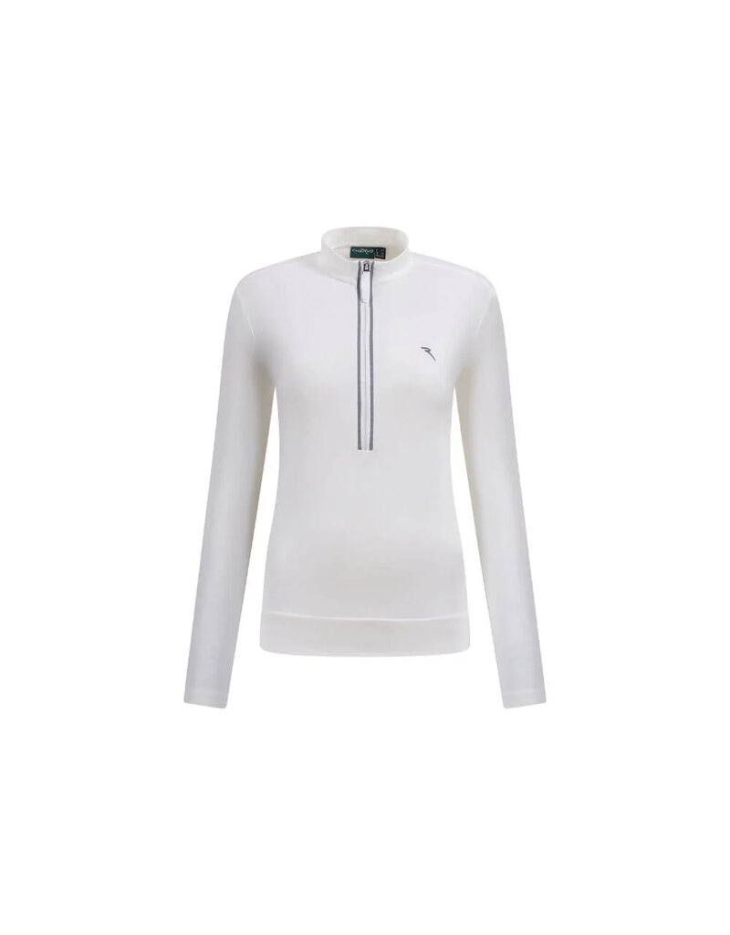Chervo Trapezista Long Sleeve Zip Mock Frost White