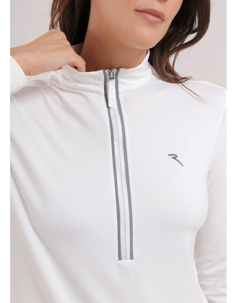 Chervo Trapezista Long Sleeve Zip Mock Frost White