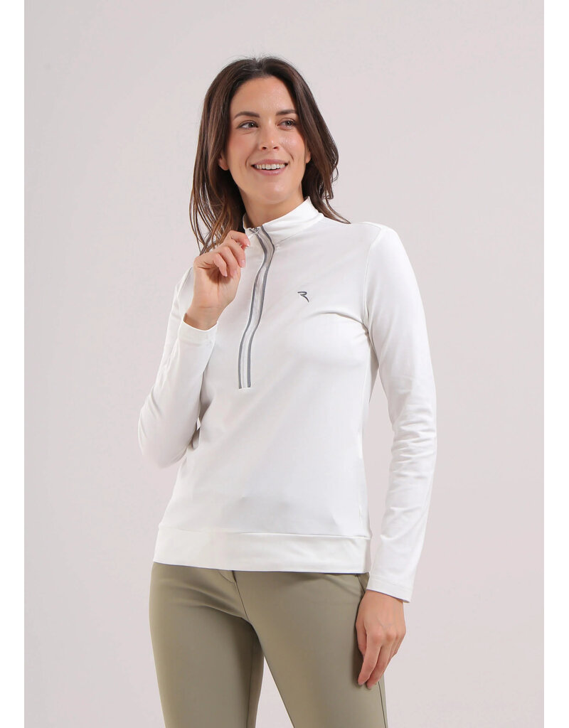 Chervo Trapezista Long Sleeve Zip Mock Frost White