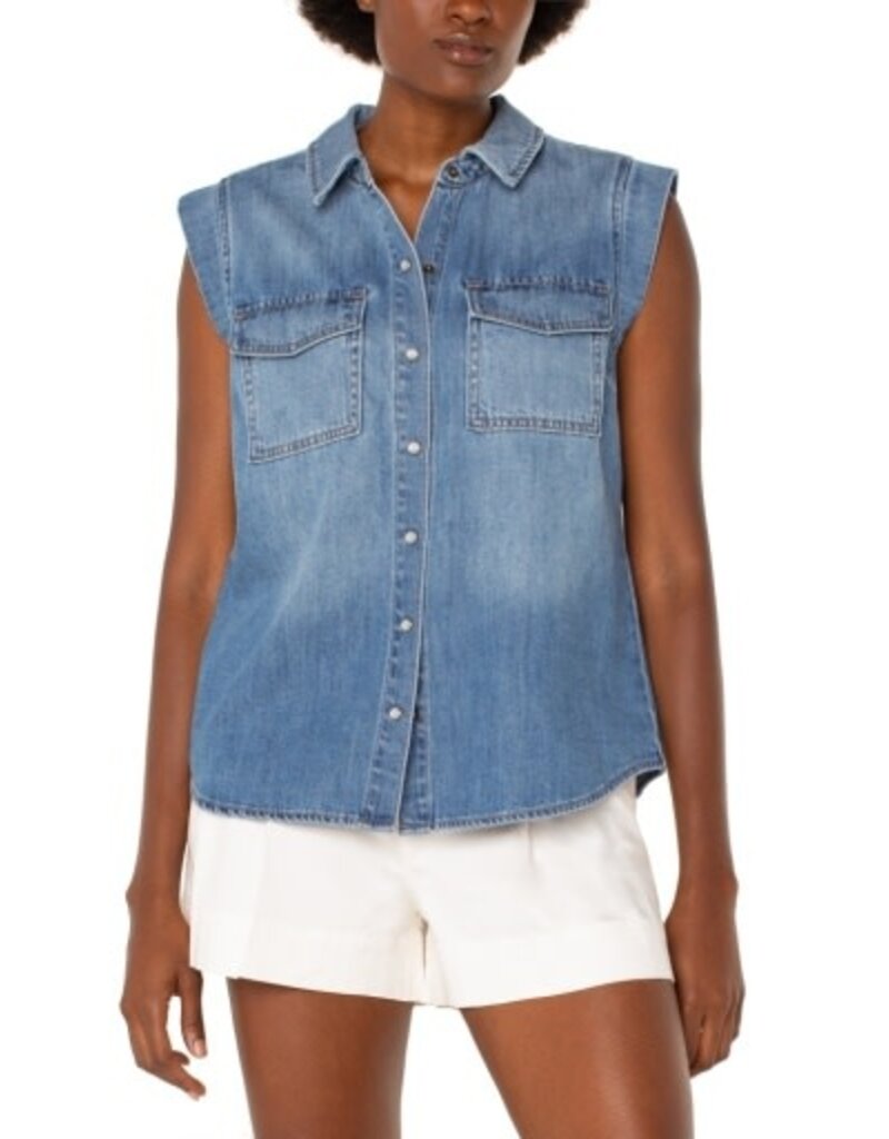 Liverpool Los Angeles Liverpool Sleeveless Shirt w/Pockets Polo