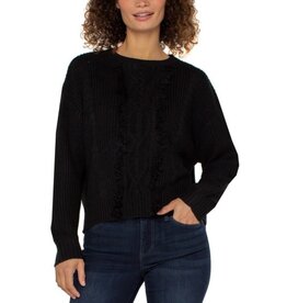 Liverpool Los Angeles Liverpool Long Sleeve Crew Neck Sweater w/ Fringe