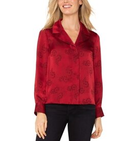 Liverpool Los Angeles Liverpool Long Sleeve Woven Top with Hidden Placket