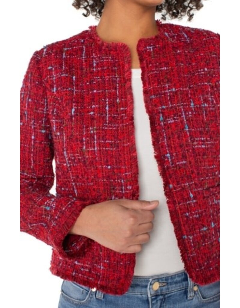 Liverpool Los Angeles Liverpool Collarless Jacket with Frayed Edges