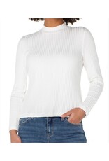 Liverpool Los Angeles Liverpool Long Sleeve Mock Neck Knit Top w/ Button Detail