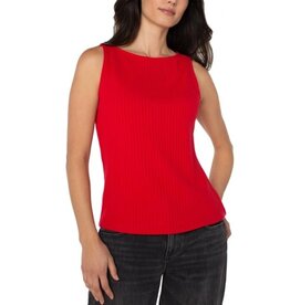 Liverpool Los Angeles Liverpool Sleeveless High Boatneck Knit Top Tango Red