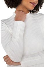 Liverpool Los Angeles Liverpool Long Sleeve Mock Neck Knit Top w/ Button Detail