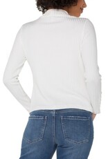 Liverpool Los Angeles Liverpool Long Sleeve Mock Neck Knit Top w/ Button Detail