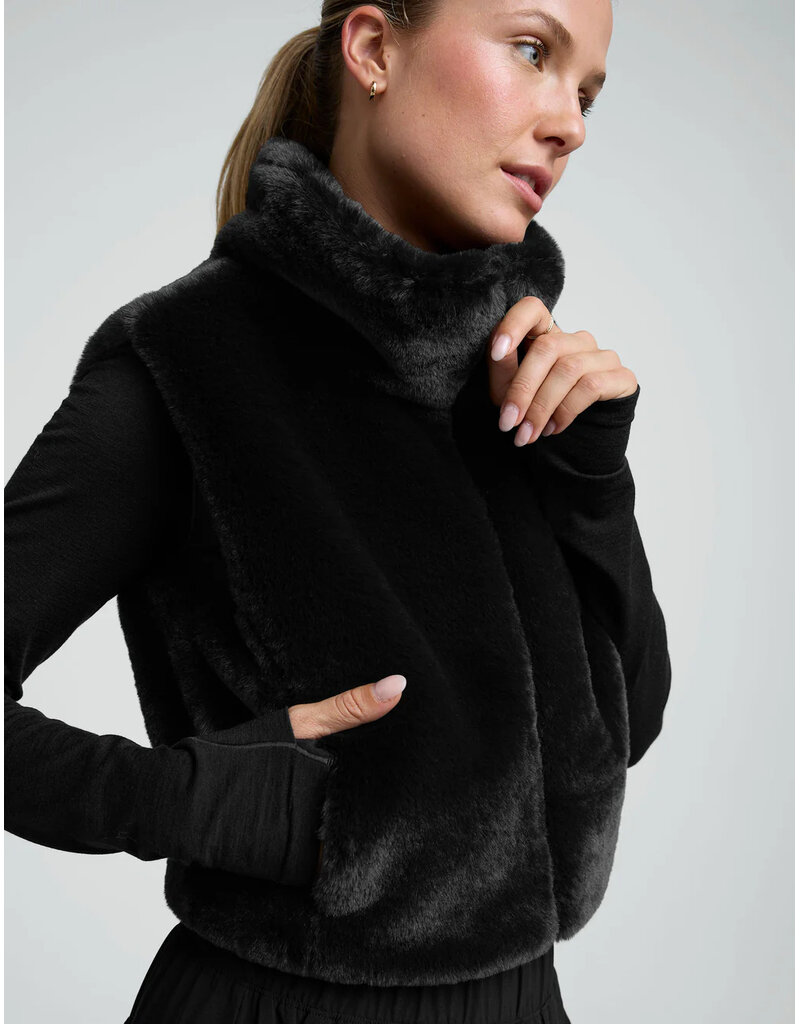Beyond Yoga Beyond Yoga On the List Faux Fur Vest Black
