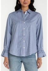 Liverpool Los Angeles Liverpool Adjustable Sleeve Button Front Woven Top