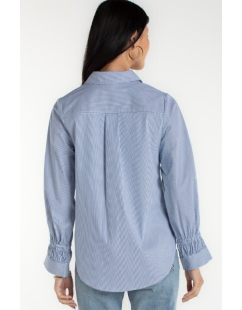 Liverpool Los Angeles Liverpool Adjustable Sleeve Button Front Woven Top