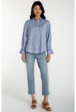 Liverpool Los Angeles Liverpool Adjustable Sleeve Button Front Woven Top