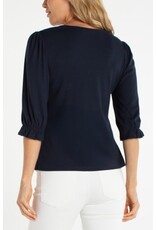 Liverpool Los Angeles Liverpool Elbow Sleeve Notch Knit Tee