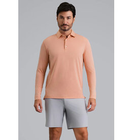 IBKul IBKul Combo Stitch Long Sleeve Polo Peach Multi