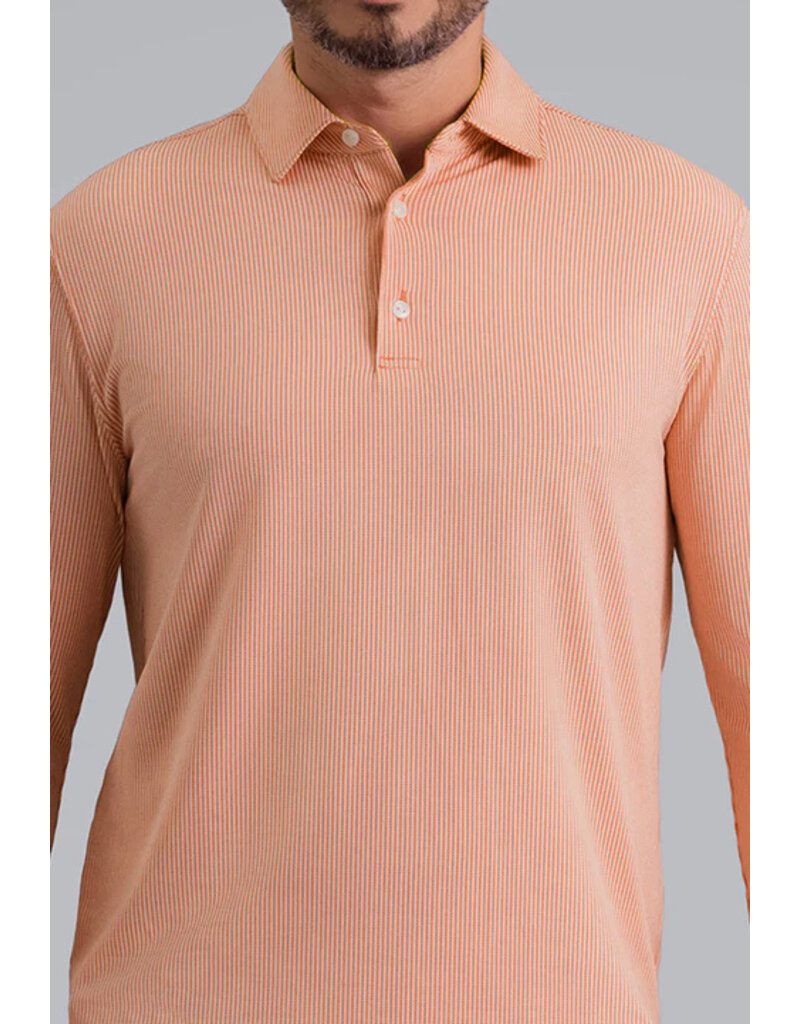 IBKul Liverpool Combo Stitch Long Sleeve Polo Peach Multi