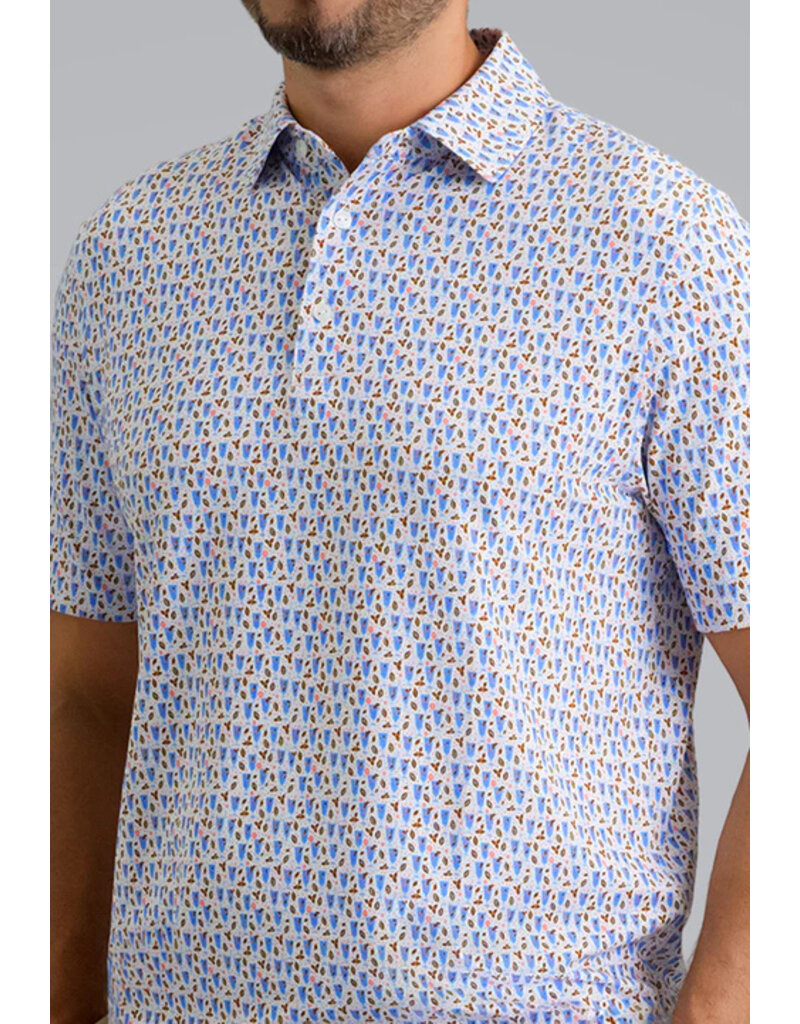 IBKul Ibkul Mint Julep Short Sleeve Polo Peach/Chocolate/Peri