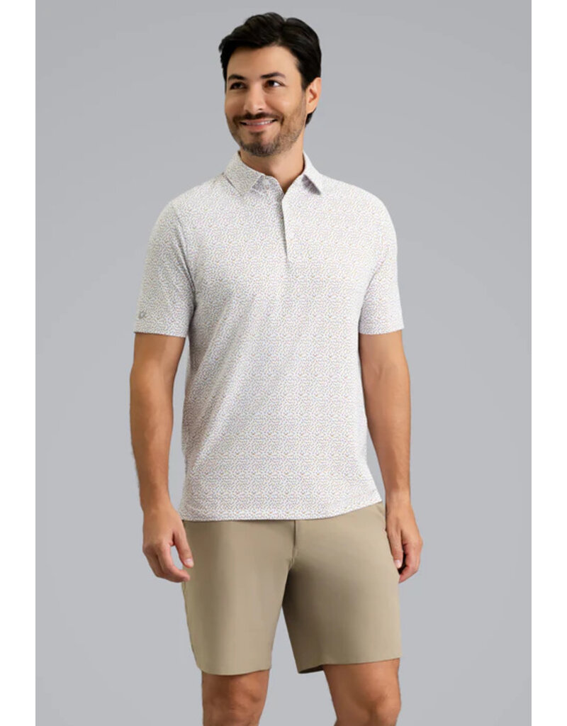 IBKul IBKul Throwing Darts Short Sleeve Polo Peach/Chocolate/Peri