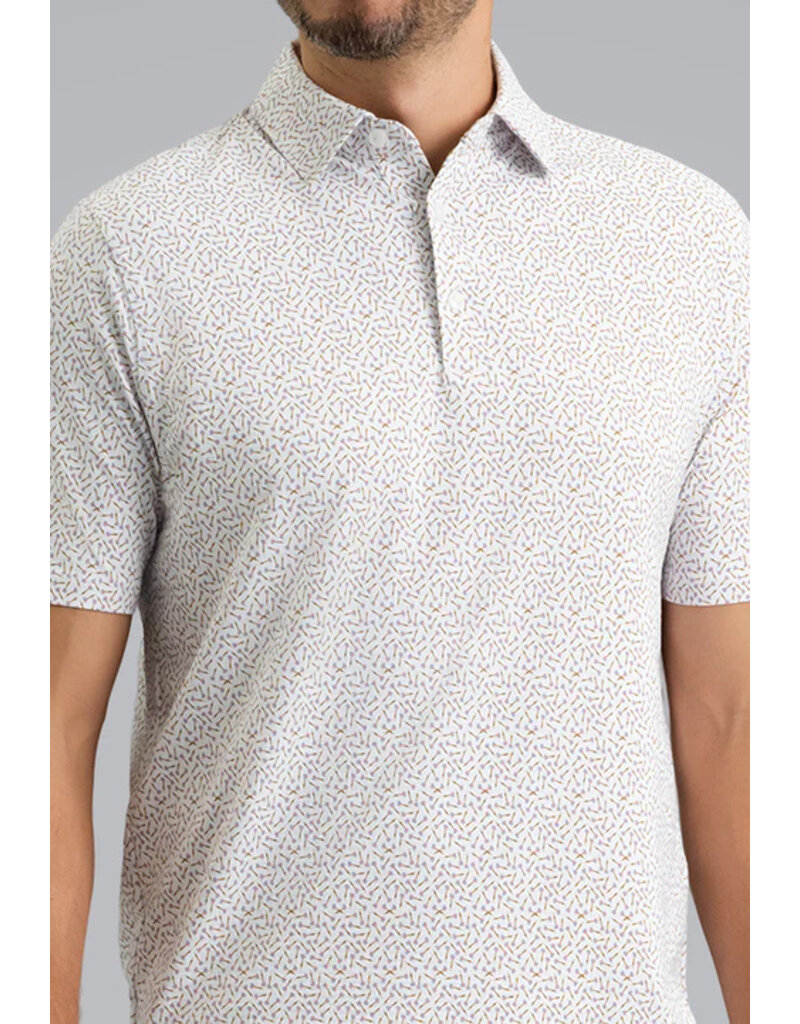 IBKul IBKul Throwing Darts Short Sleeve Polo Peach/Chocolate/Peri