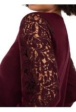 Liverpool Los Angeles Liverpool Long Sleeve Crew Neck Lace Inset Knit top