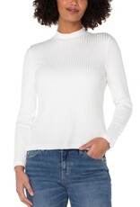 Liverpool Los Angeles Liverpool Long Sleeve Mock Neck Knit Top w/ Button Detail