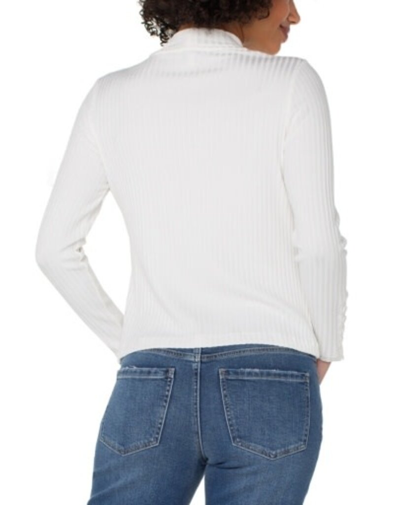 Liverpool Los Angeles Liverpool Long Sleeve Mock Neck Knit Top w/ Button Detail